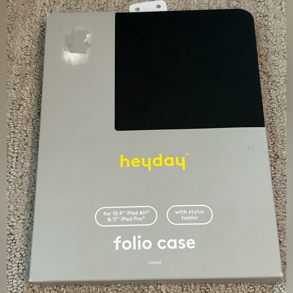Heyday Black Folio Case for Apple 10.9” iPad Air & 11” iPad Pro Tablets.  NIOB